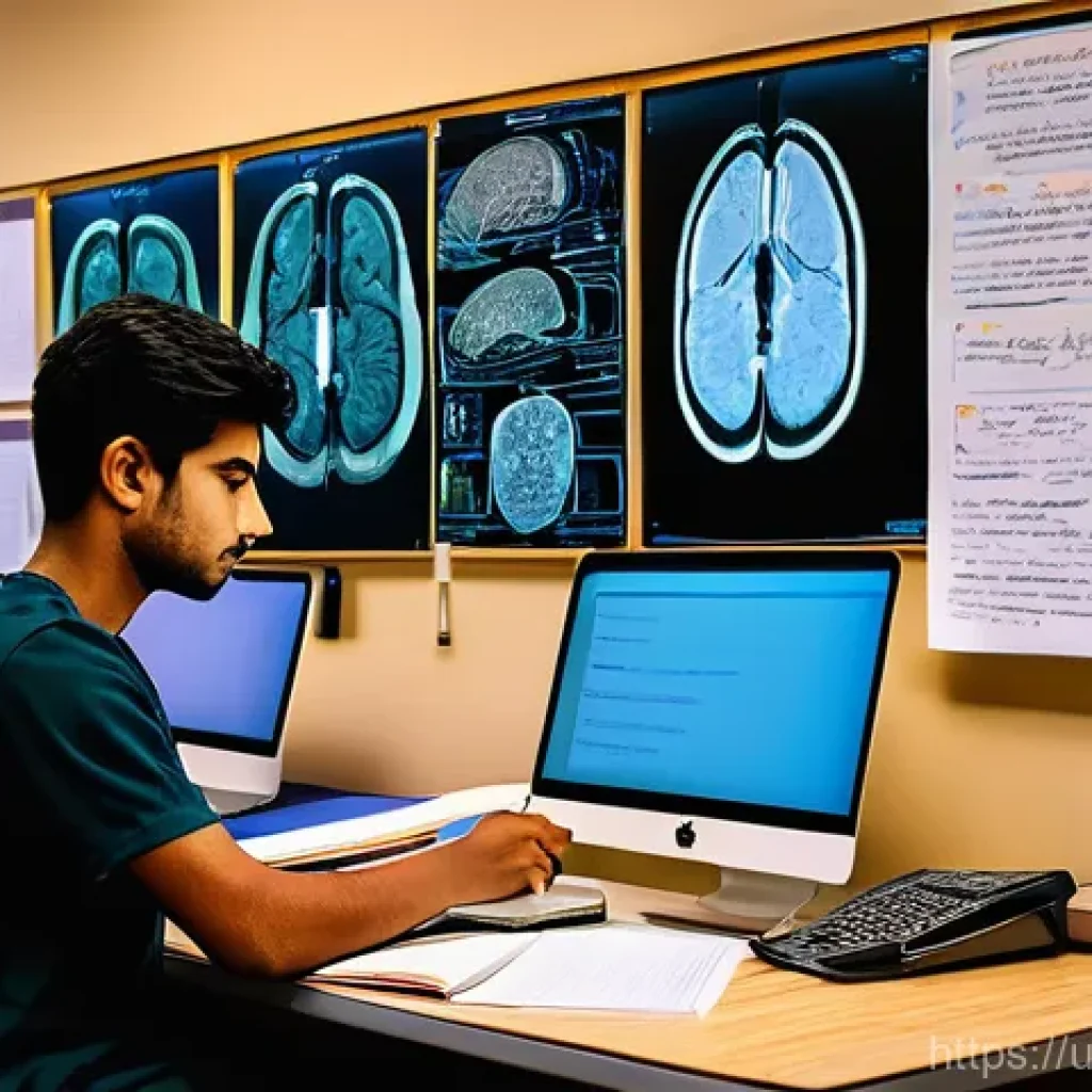 방사선사 학습 자료 추천 - **Prompt:** A young, determined South Asian medical student, dressed in a comfortable yet neat casua...