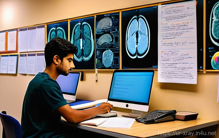 방사선사 학습 자료 추천 - **Prompt:** A young, determined South Asian medical student, dressed in a comfortable yet neat casua...