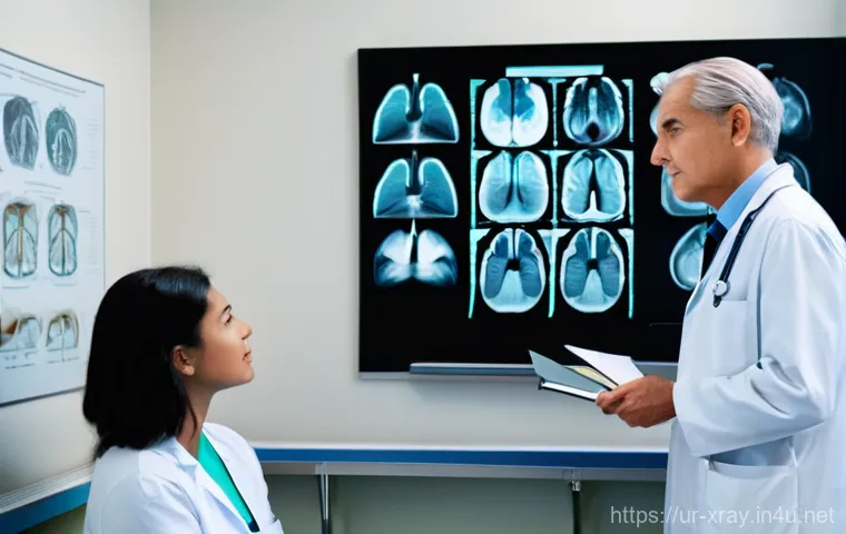 방사선사 학습 자료 추천 - **Prompt:** A highly skilled radiologist, a confident woman of diverse ethnic background in her mid-...