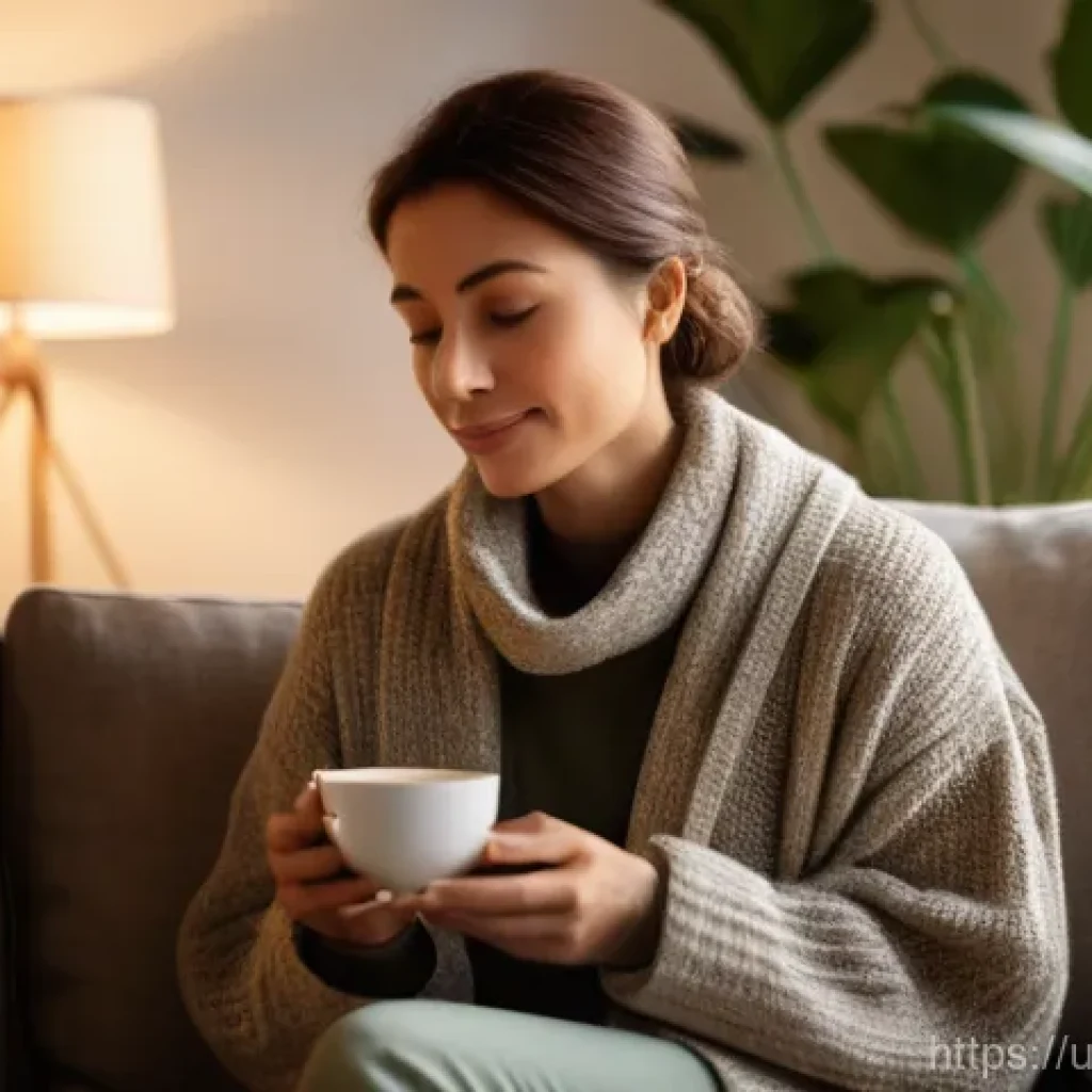 방사선사 스트레스 관리 - **Prompt: Peaceful Evening After Work**
    A radiologist, a woman in her late 30s with warm, kind e...