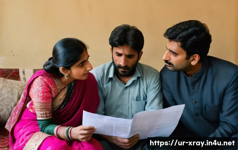 방사선사와 의료소송 사례 분석 - A candid, realistic photograph of a South Asian family (father, mother, and a young child, approxima...