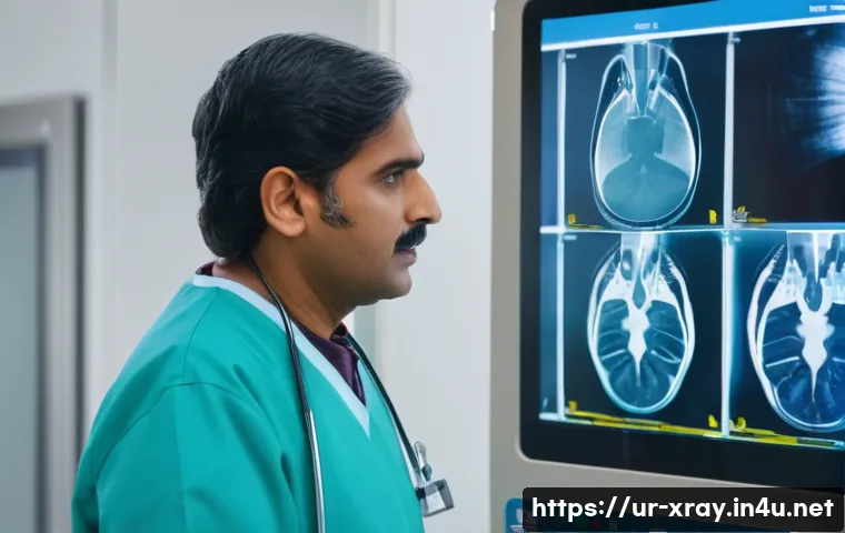 방사선사 자격증 취득 가이드 - A professional radiology technologist in a modern Pakistani hospital setting, wearing a full clean l...